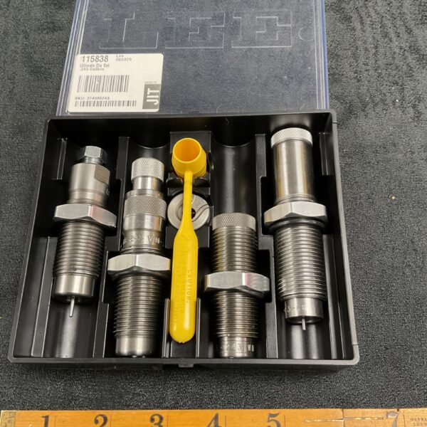 New Lee Ultimate Die Set in .243 caliber for rifle reloading.