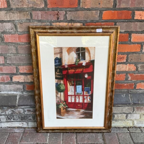 Framed "Left Bank Bistro" print by George Botich, Parisian cafe art.