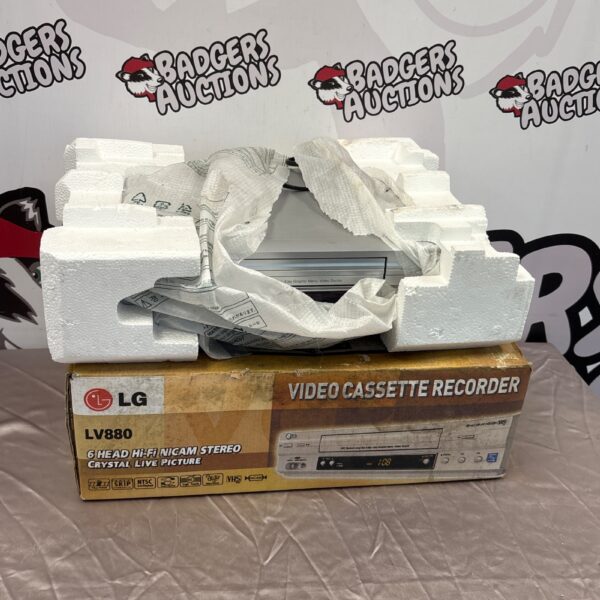 Boxed LG LV880 VCR player, vintage video cassette recorder.