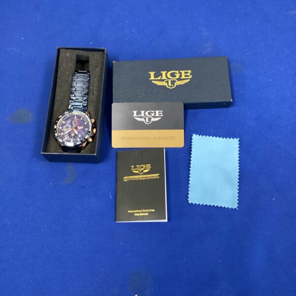 New Lige water resistant gents watch in its original box.