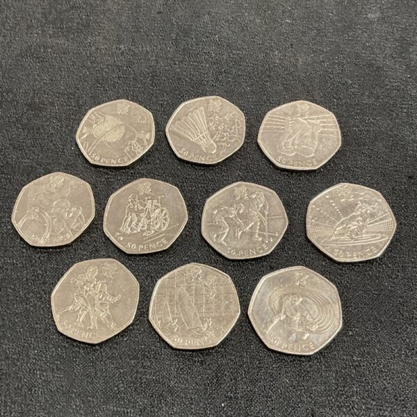 Set of London 2012 Olympic 50p coins for collectors.