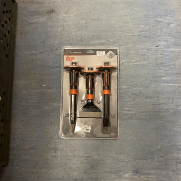 Magnusson 3-piece chisel set for metalworking and workshop use.