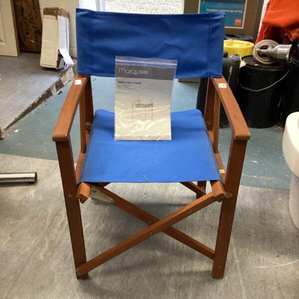 Vintage Marquee directors chair with wooden frame and canvas seat.