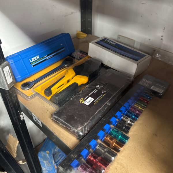 New mechanics tool set with Laser digital torque ratchet.