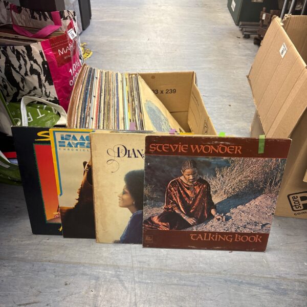 Vintage Motown LP collection featuring Stevie Wonder record.