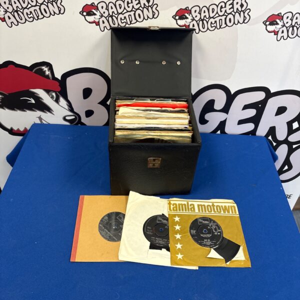 Vintage Motown singles collection in a carry case.