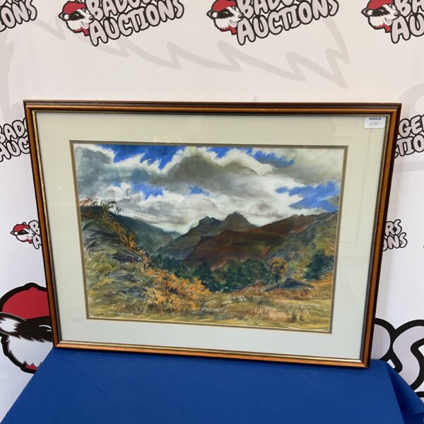 Signed N Miller pastel painting of Scottish Highlands landscape