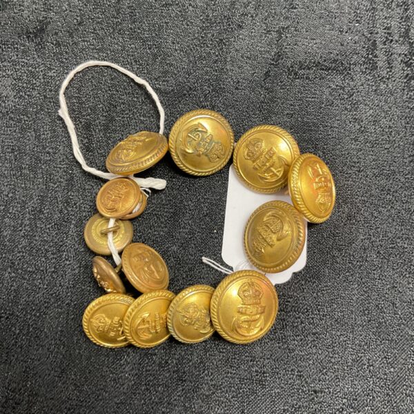 Vintage navy officer buttons with Tudor Crown emblem.