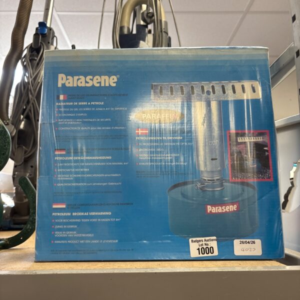 Vintage Parasene greenhouse heater for garden heating.