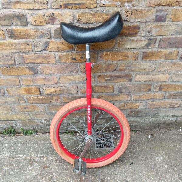 Vintage red Pashley unicycle for sale, collectible cycle.