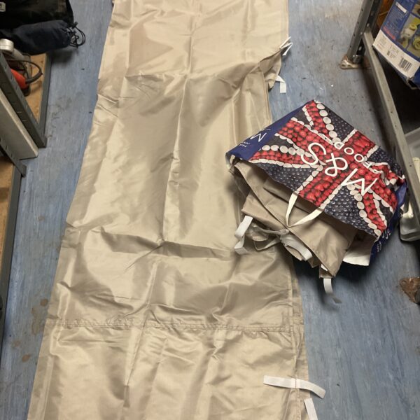 Waterproof patio heater cover for garden protection.