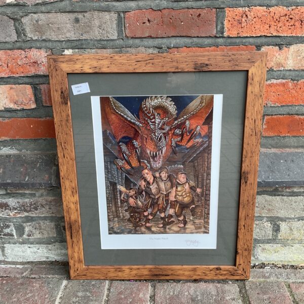 Signed Paul Kidby print of a knight and dragon, "The Night Watch".