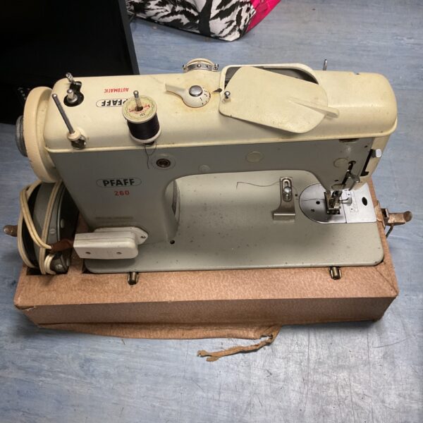 Vintage PFAFF automatic sewing machine in as-found condition.