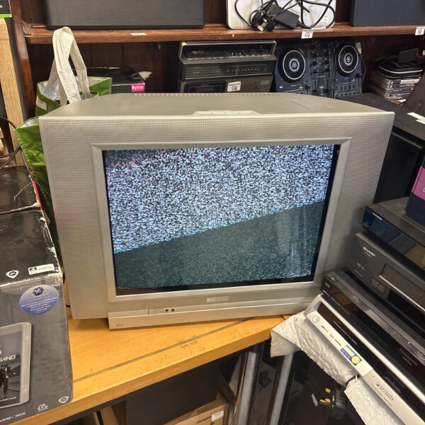 Vintage Phillips CRT television with a large tube display.