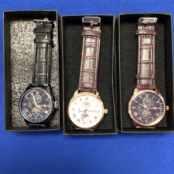 Three new Posh quartz wrist watches with textured bands.