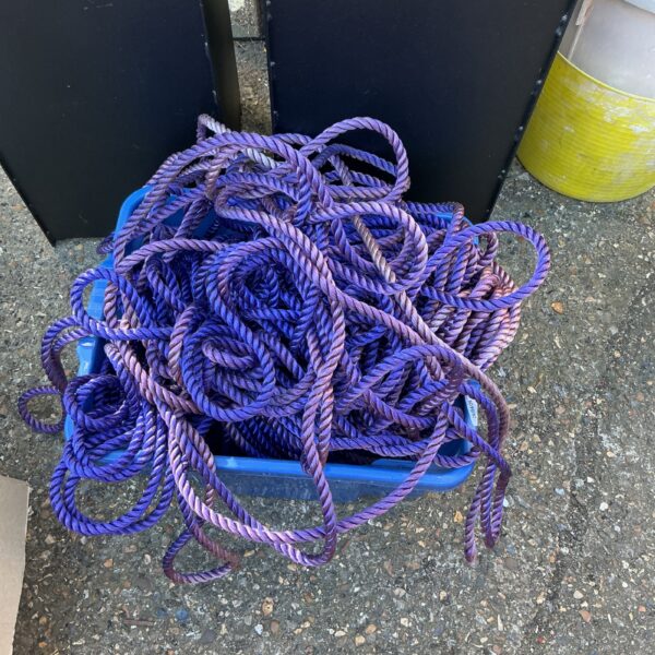 Purple nylon rope bundle for crafting and outdoor projects.