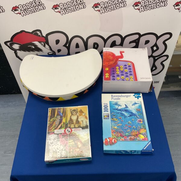 Puzzle and game bundle including Ravensburger puzzle and lap tray.