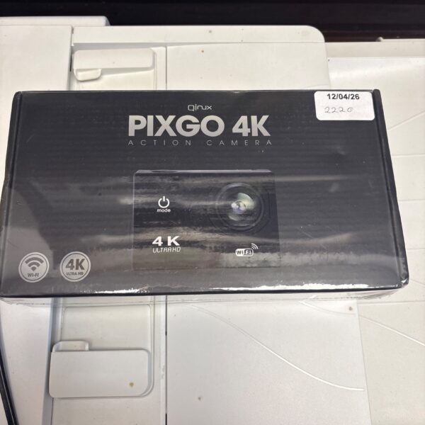 Sealed Qinx Pixgo 4K Action Camera in original packaging.