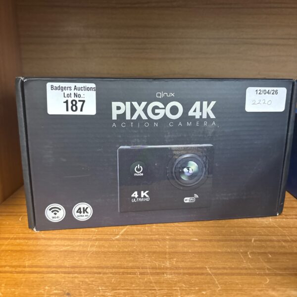 Quinx Pixgo 4K action camera presented for auction.