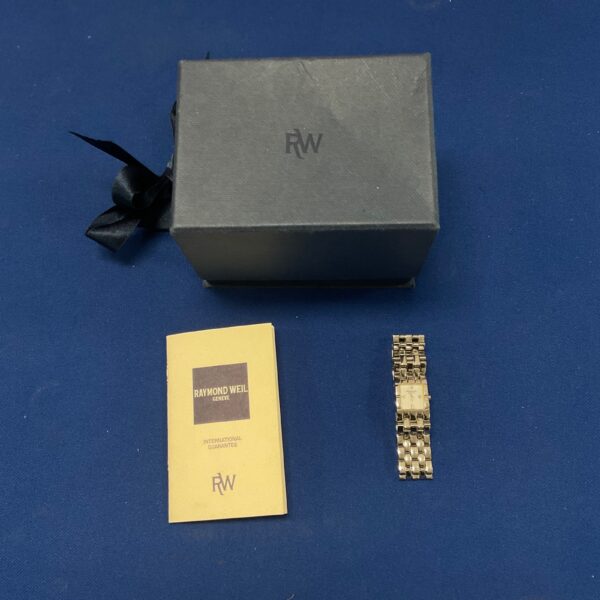 Elegant Raymond Weil ladies wristwatch, front view.