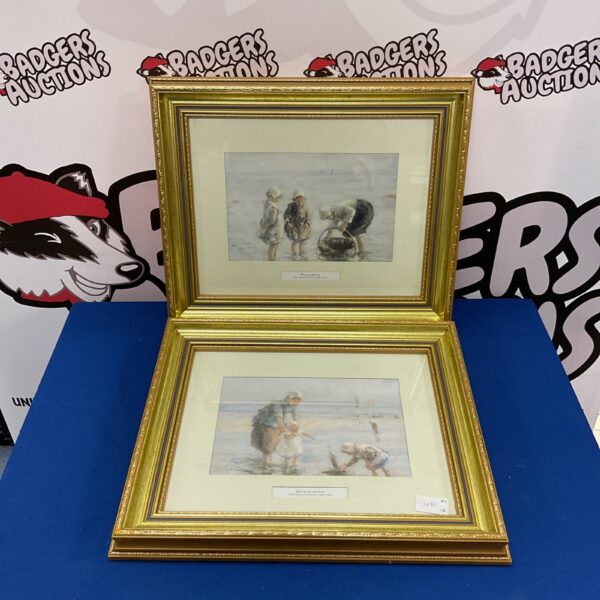 Pair of vintage Robert Gemmell Hutchinson prints in gilt frames.