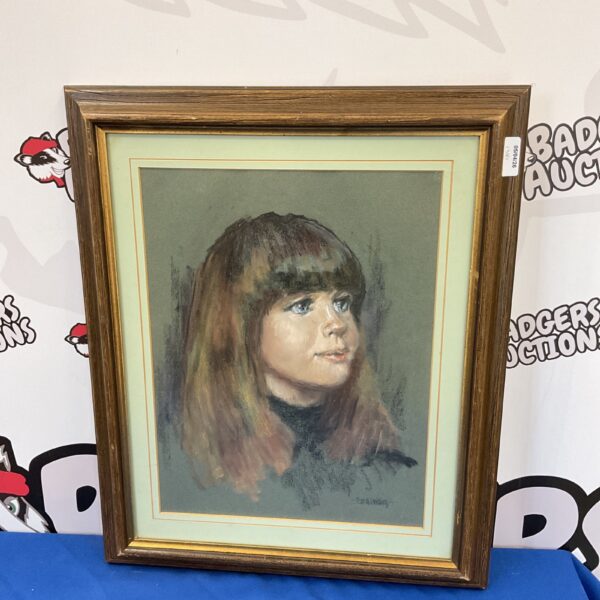 Vintage Rosa Harding pastel portrait of a young girl.