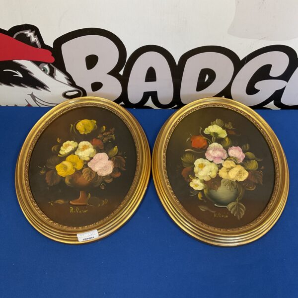 Antique Rosini floral still life painting in gilt frame.