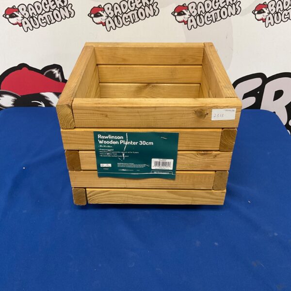 Rustic Rowlinson wooden planter for garden plants.