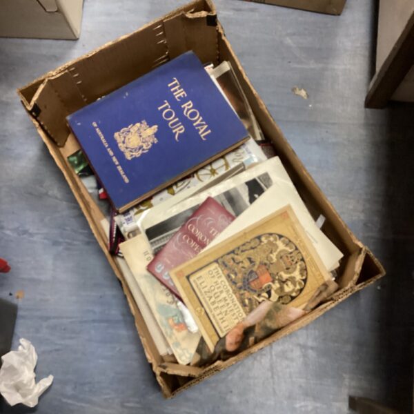 Vintage royal ephemera books, including Australia and New Zealand tour details.