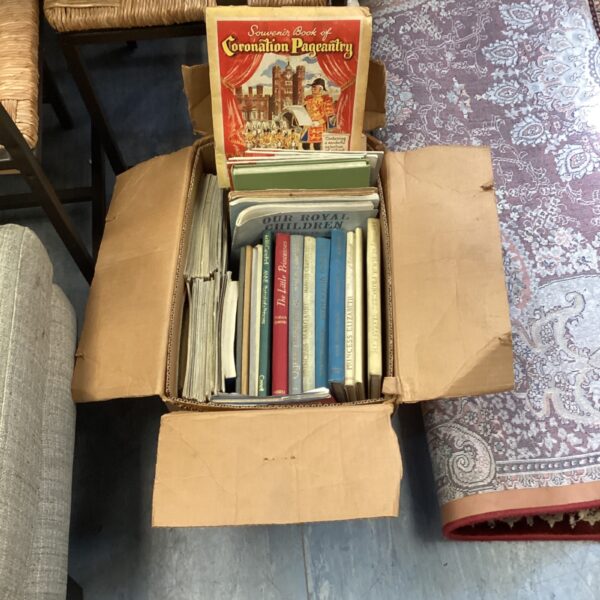 Vintage lot of royal memorabilia books, including Our Royal Children.