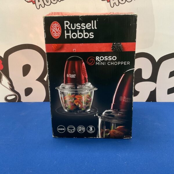 Red Russell Hobbs mini chopper for quick food preparation.