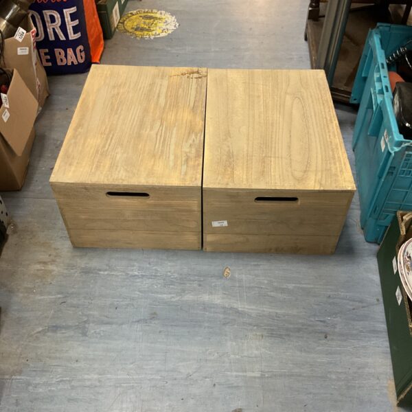 Rustic wooden storage crate for farmhouse decor and practical storage.