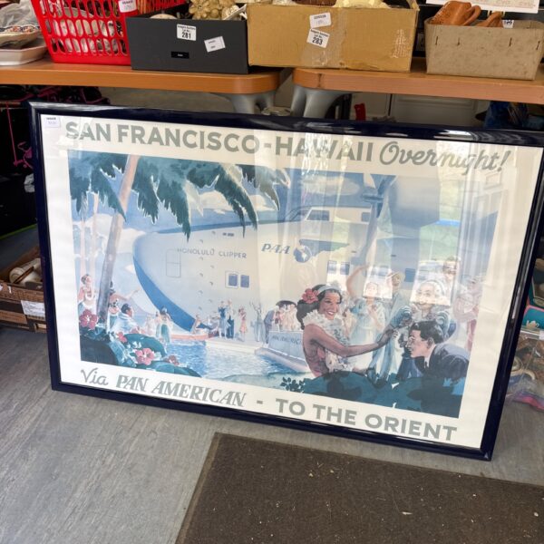 Vintage San Francisco Hawaii Pan American travel poster reproduction.