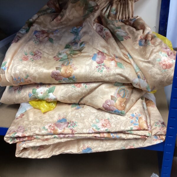 Three pairs of Sanderson floral patterned fabric curtains.