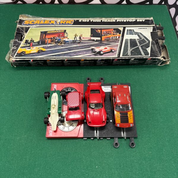 Vintage Scalextric C190 twin track pit stop set in original box.