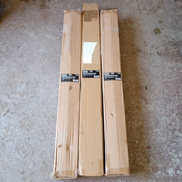 Three Sealey stainless steel flue extensions in packaging.