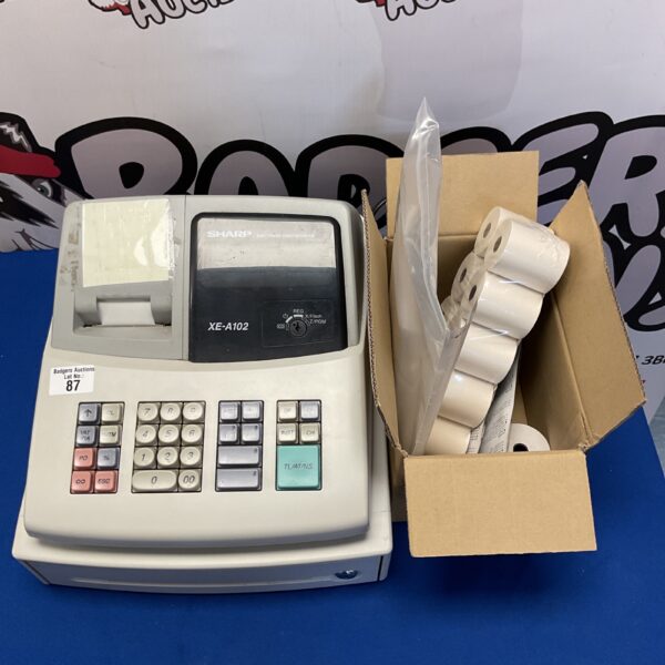 Vintage Sharp XE-A102 cash register, a classic retro point of sale till.