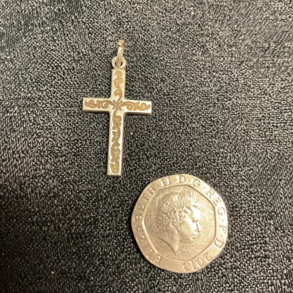 Vintage silver cross pendant, religious jewellery, 925 silver.