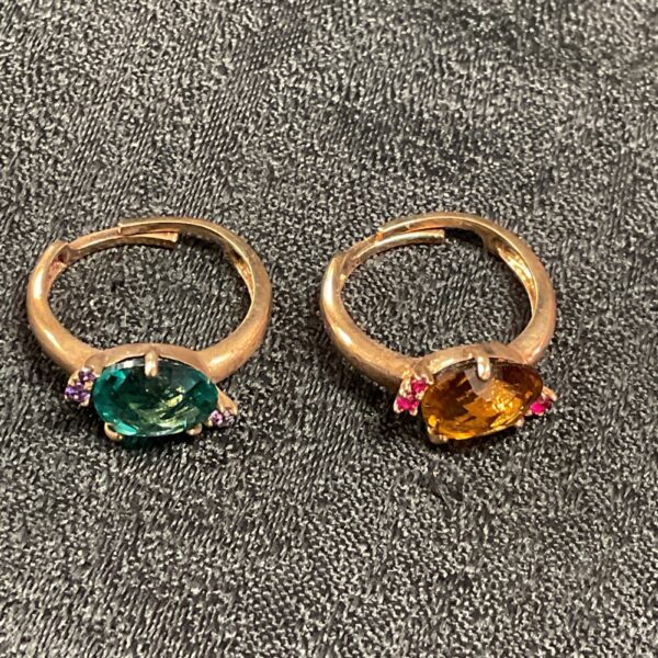 Vibrant silver gemstone rings, colourful fashion jewellery.