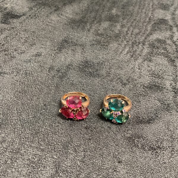 Vibrant silver triple stone rings, colourful vintage jewellery.