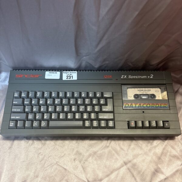 Vintage Sinclair ZX Spectrum +2 128K computer for retro gaming.