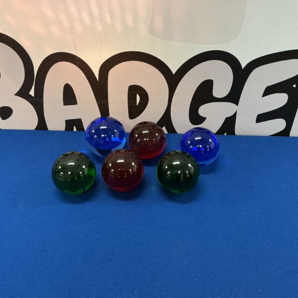 Group of six colourful glass balls for collectors.