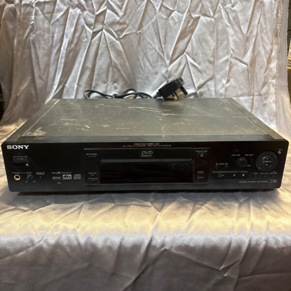 Black Sony DVP-S725D DVD player, vintage home cinema equipment.
