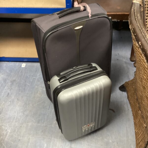 Vintage Soviet wheeled cabin bag, dark colour, retro luggage.