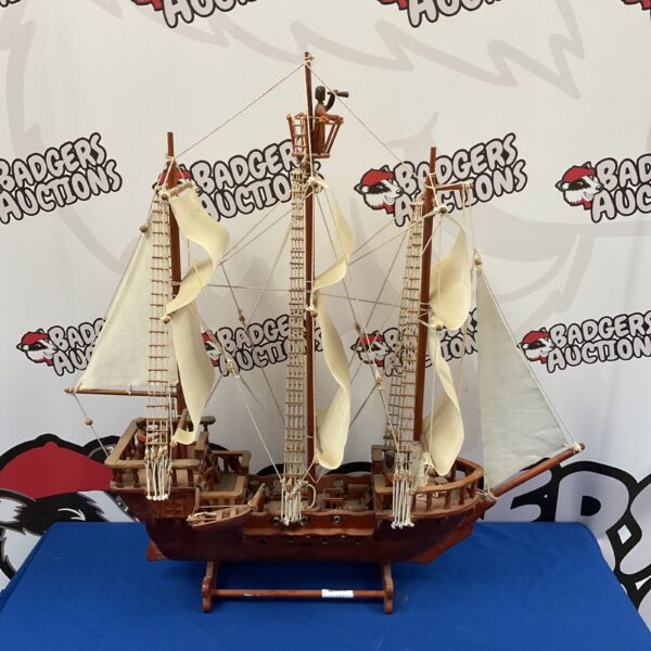 Detailed wooden Spanish ship model, Vina Del Mar, nautical decor.