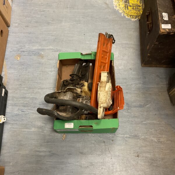 Vintage Stihl petrol chainsaw in used condition.