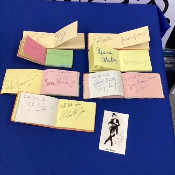 Vintage lot of theatre autograph books with performer signatures.