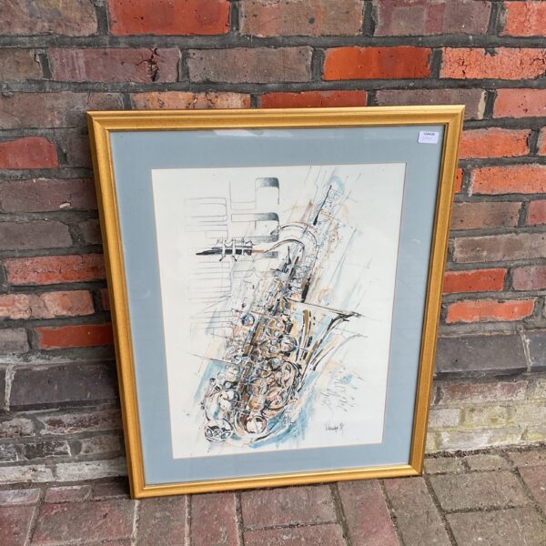 Thomas Weisenberger saxophone print, vintage musical instrument artwork.
