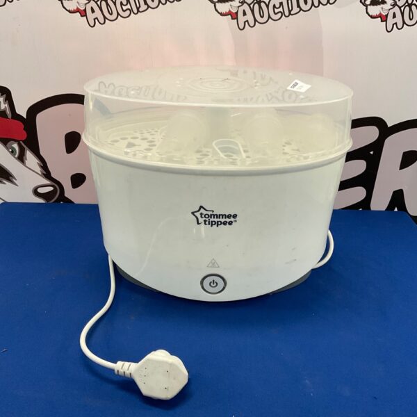 Electric Tommee Tippee steriliser for baby bottles and feeding equipment.