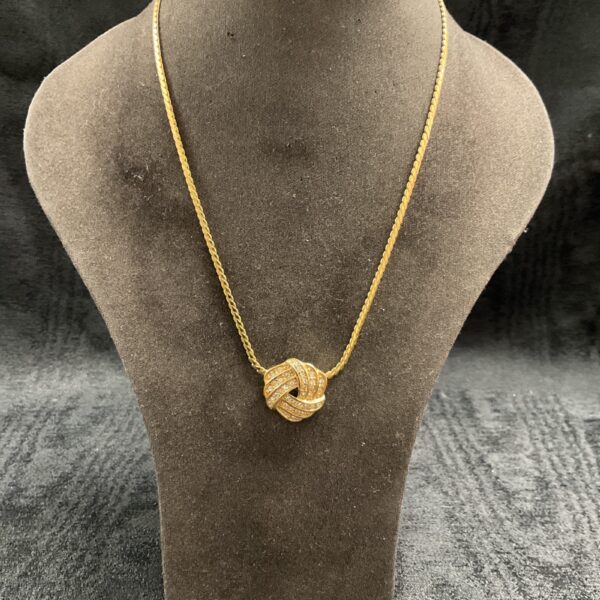 Vintage Trifari Celtic necklace with diamante pendant.